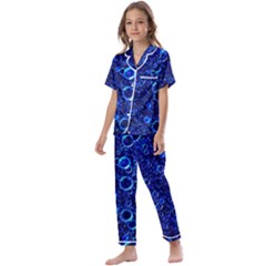 Blue Bubbles Abstract Kids  Satin Short Sleeve Pajamas Set by Vaneshop