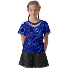 Blue Bubbles Abstract Kids  Front Cut Tee by Vaneshop