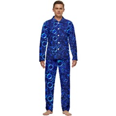 Blue Bubbles Abstract Men s Long Sleeve Velvet Pocket Pajamas Set by Vaneshop