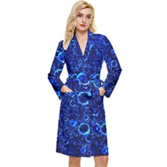 Blue Bubbles Abstract Long Sleeve Velvet Robe by Vaneshop