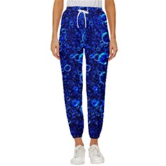 Blue Bubbles Abstract Women s Cropped Drawstring Pants by Vaneshop