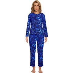 Blue Bubbles Abstract Womens  Long Sleeve Lightweight Pajamas Set by Vaneshop