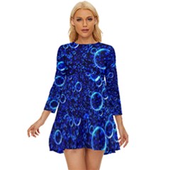 Blue Bubbles Abstract Long Sleeve Babydoll Dress by Vaneshop