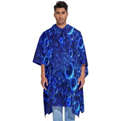 Blue Bubbles Abstract Men s Hooded Rain Ponchos by Vaneshop