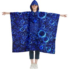 Blue Bubbles Abstract Women s Hooded Rain Ponchos by Vaneshop