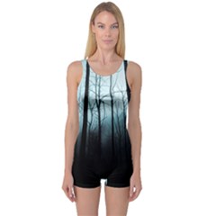 Tree Night Dark Forest One Piece Boyleg Swimsuit by Vaneshop