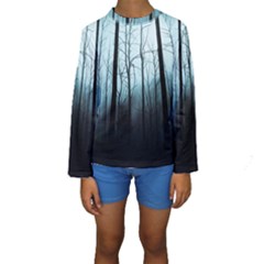 Tree Night Dark Forest Kids  Long Sleeve Swimwear by Vaneshop