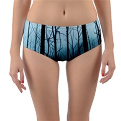 Tree Night Dark Forest Reversible Mid-waist Bikini Bottoms by Vaneshop