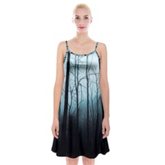 Tree Night Dark Forest Spaghetti Strap Velvet Dress by Vaneshop