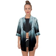 Tree Night Dark Forest Open Front Chiffon Kimono by Vaneshop