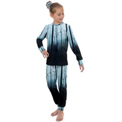 Tree Night Dark Forest Kids  Long Sleeve Set  by Vaneshop