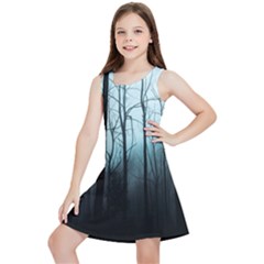 Tree Night Dark Forest Kids  Lightweight Sleeveless Dress by Vaneshop