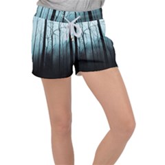 Tree Night Dark Forest Women s Velour Lounge Shorts by Vaneshop