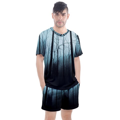 Tree Night Dark Forest Men s Mesh Tee And Shorts Set by Vaneshop