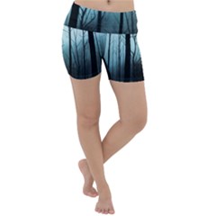 Tree Night Dark Forest Lightweight Velour Yoga Shorts by Vaneshop