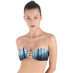 Tree Night Dark Forest Twist Bandeau Bikini Top by Vaneshop