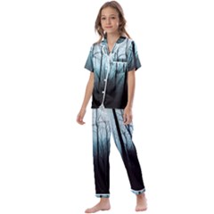 Tree Night Dark Forest Kids  Satin Short Sleeve Pajamas Set by Vaneshop