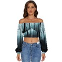 Tree Night Dark Forest Long Sleeve Crinkled Weave Crop Top View1