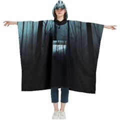 Tree Night Dark Forest Women s Hooded Rain Ponchos by Vaneshop