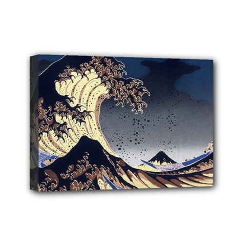 The Great Wave Off Kanagawa Japanese Waves Mini Canvas 7  X 5  (stretched)