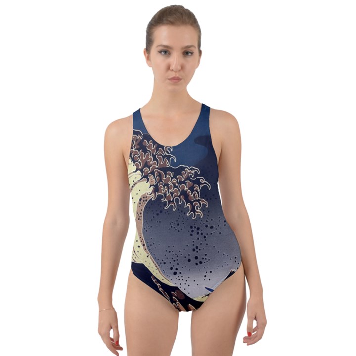 The Great Wave Off Kanagawa Japanese Waves Cut-Out Back One Piece Swimsuit