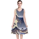 The Great Wave Off Kanagawa Japanese Waves V-Neck Midi Sleeveless Dress  View1