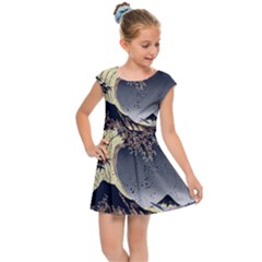 The Great Wave Off Kanagawa Japanese Waves Kids  Cap Sleeve Dress by Vaneshop