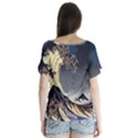 The Great Wave Off Kanagawa Japanese Waves V-Neck Flutter Sleeve Top View2