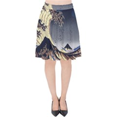 The Great Wave Off Kanagawa Japanese Waves Velvet High Waist Skirt by Vaneshop