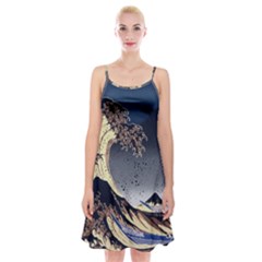 The Great Wave Off Kanagawa Japanese Waves Spaghetti Strap Velvet Dress by Vaneshop