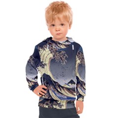 The Great Wave Off Kanagawa Japanese Waves Kids  Hooded Pullover by Vaneshop