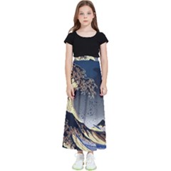 The Great Wave Off Kanagawa Japanese Waves Kids  Flared Maxi Skirt by Vaneshop