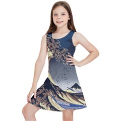 The Great Wave Off Kanagawa Japanese Waves Kids  Lightweight Sleeveless Dress by Vaneshop