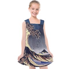 The Great Wave Off Kanagawa Japanese Waves Kids  Cross Back Dress by Vaneshop