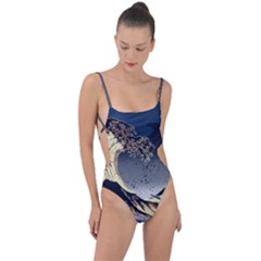 The Great Wave Off Kanagawa Japanese Waves Tie Strap One Piece Swimsuit by Vaneshop