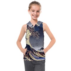 The Great Wave Off Kanagawa Japanese Waves Kids  Sleeveless Hoodie by Vaneshop