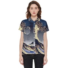 The Great Wave Off Kanagawa Japanese Waves Short Sleeve Pocket Shirt by Vaneshop