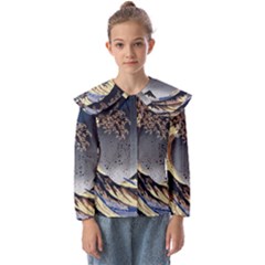 The Great Wave Off Kanagawa Japanese Waves Kids  Peter Pan Collar Blouse by Vaneshop