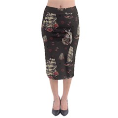 Vintage Tattoos Nautical Midi Pencil Skirt by Vaneshop