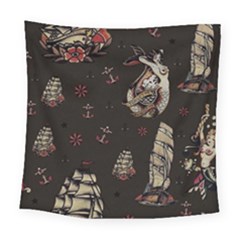 Vintage Tattoos Nautical Square Tapestry (large) by Vaneshop