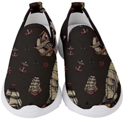 Vintage Tattoos Nautical Kids  Slip On Sneakers by Vaneshop