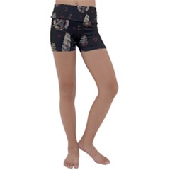 Vintage Tattoos Nautical Kids  Lightweight Velour Yoga Shorts