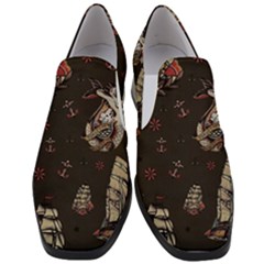 Vintage Tattoos Nautical Women Slip On Heel Loafers by Vaneshop