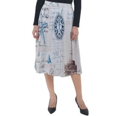 Nautical Lighthouse Vintage Postcard French Writing Classic Velour Midi Skirt  by Vaneshop