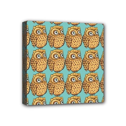 Owl Bird Pattern Mini Canvas 4  x 4  (Stretched)