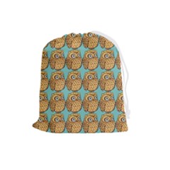 Owl Bird Pattern Drawstring Pouch (Large)