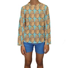 Owl Bird Pattern Kids  Long Sleeve Swimwear by Vaneshop