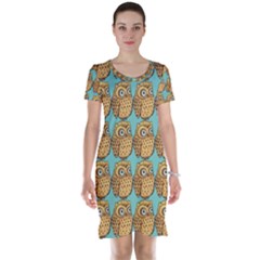 Owl Bird Pattern Short Sleeve Nightdress