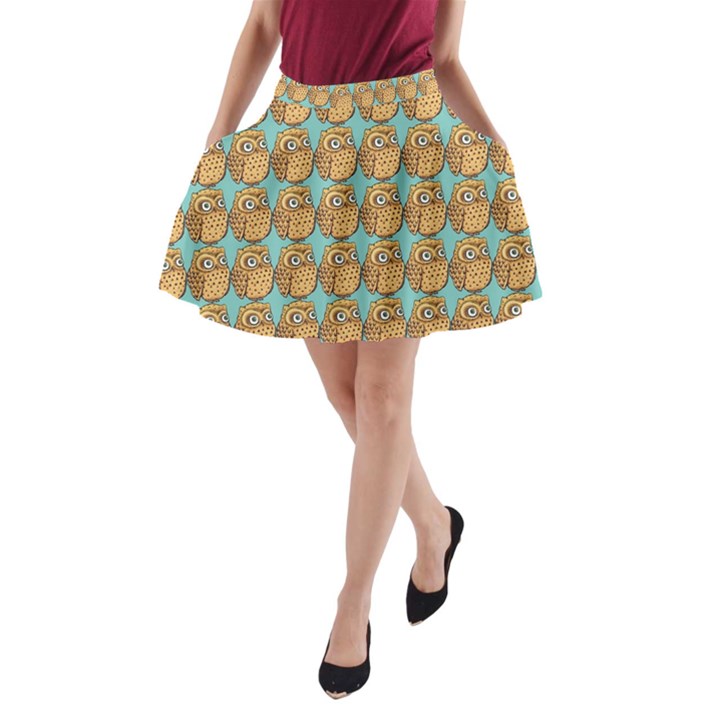 Owl Bird Pattern A-Line Pocket Skirt