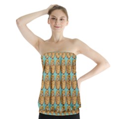 Owl Bird Pattern Strapless Top by Vaneshop